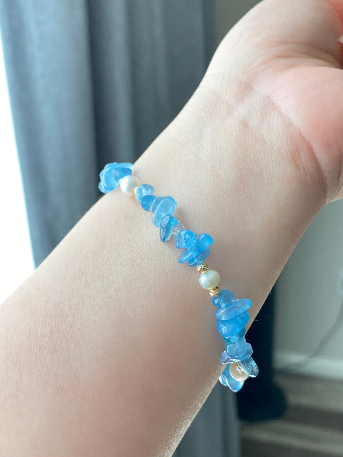 Aquamarine and Pearl Jewelry Necklace Bracelet Earrings 3 Piece Set  Convertible Long Necklace March Birthstone Gift for Her Bridesmaid Gift