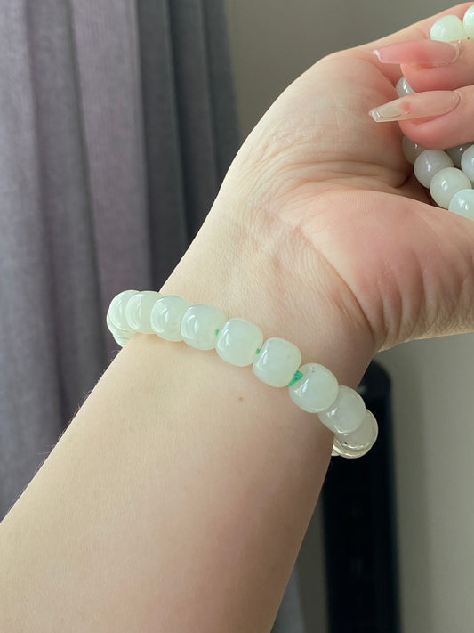 AA  Natural White Jade square bead handmade Bracelet Best lucky Gift for her,gift for Mom,meditation crystal bracelet gift for him