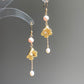 Floral Inspired Morning Glory Pearl Earrings – Freshwater Pearl Drop Earrings with Gold Floral Design Romance pearl jewelry