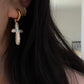Unique Cross-Shaped Natural Baroque Pearl Earrings – Hand-woven Dangle Hoops