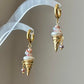 Ice Cream Pearl Drop Earrings Whimsical Gold Huggie Jewelry