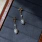 Gothic Hand carving Skull Pearl Earrings Cross Dangle Earrings Baroque Pearl stud earring Halloween earring Statement Earrings gift for her