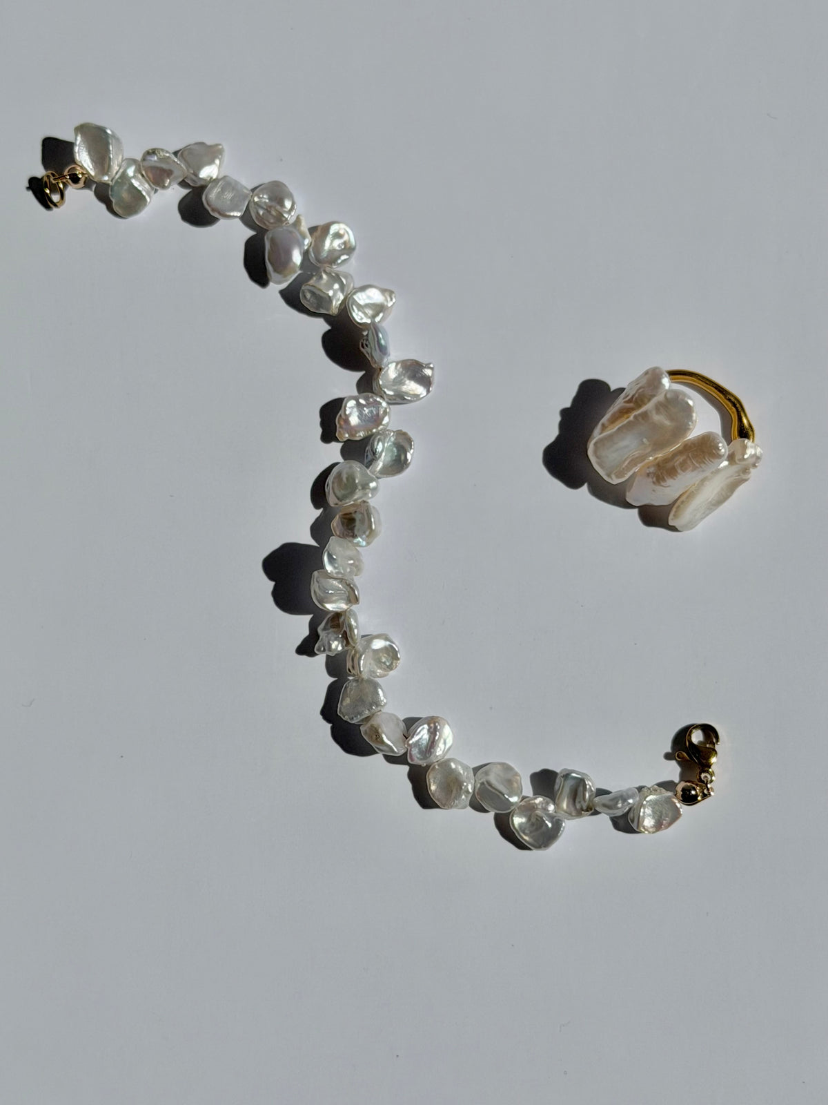 Blue Blood Petal Baroque Pearl Bracelet | Custom Length