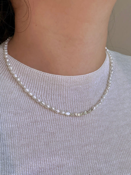 Elegant Keshi Pearl Necklace, 3mm+ Freshwater Pearls with Sterling Silver Necklace Dainty Minimalist  Layering Necklace, Gift for Her