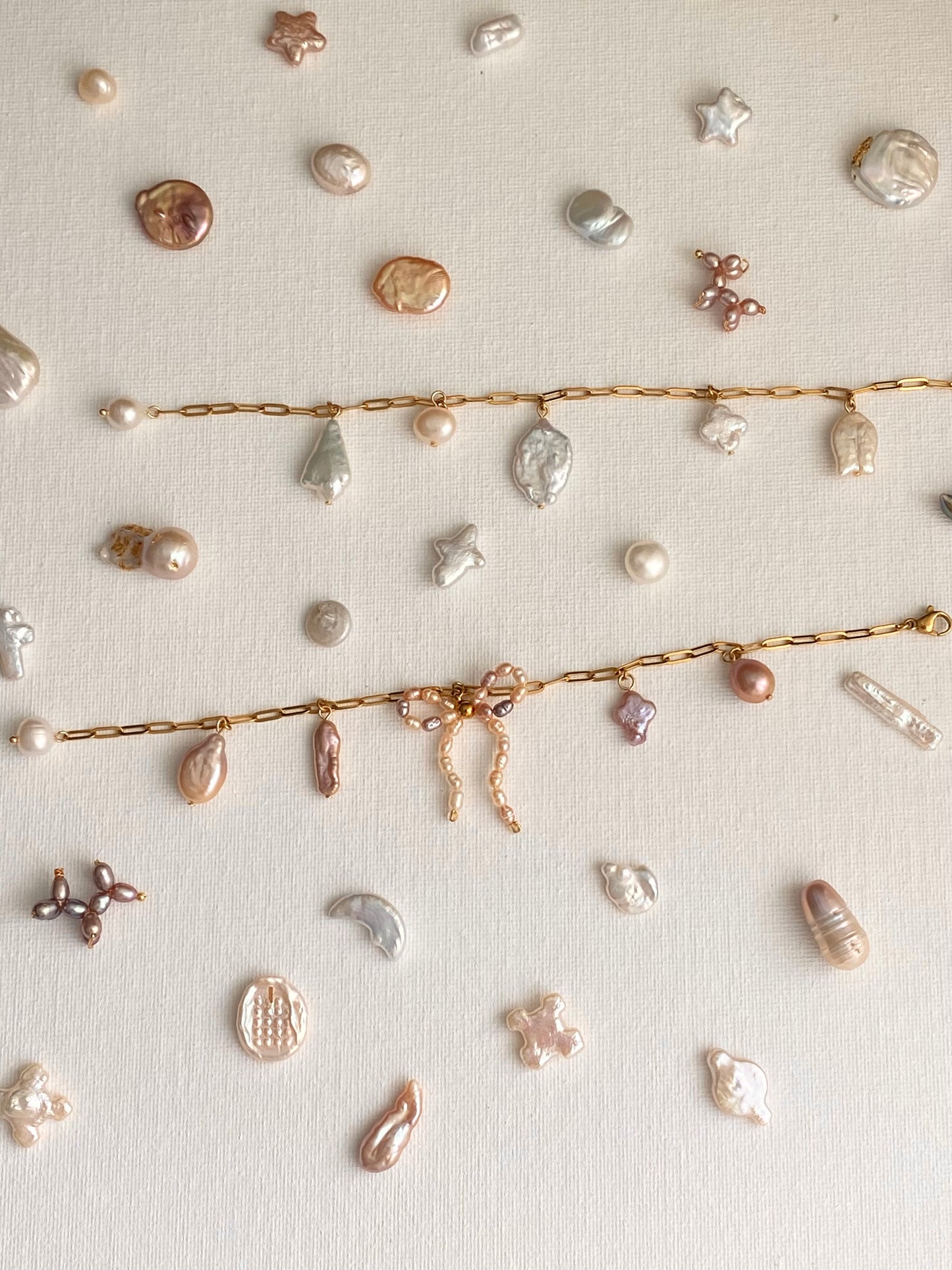 Build your Own Custom Pearl Charm Bracelet Personalized Jewelry | Tarnish-Free Gold