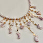 Lavender Baroque Pearl Necklace, Moon Star Heart Charm Tassel Jewelry-LUNARIA