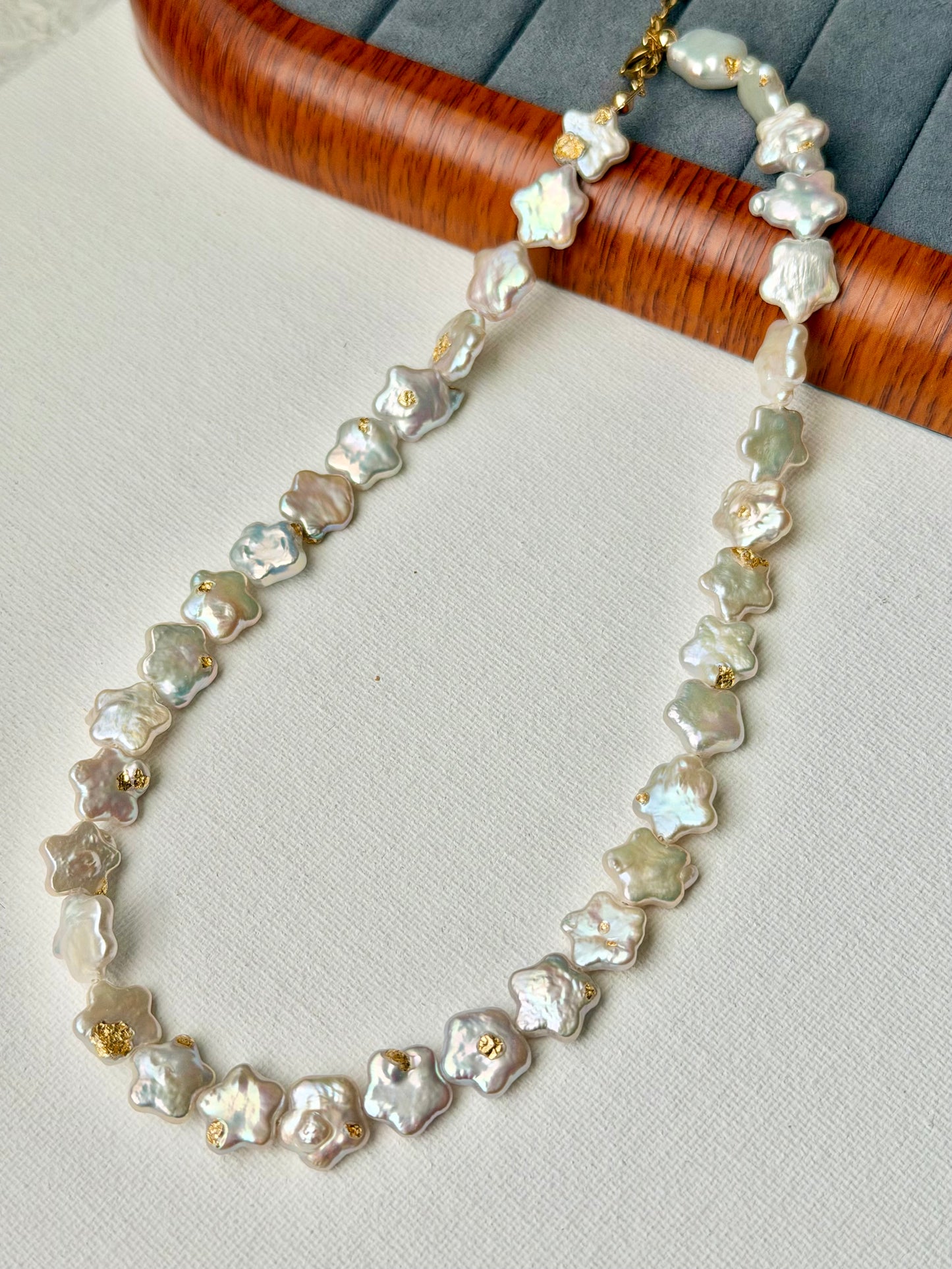 Wishing Star Baroque Pearl Necklace All star Dreamy Meteor Shower Freshwater Pearl Choker Handmade Celestial bridal Jewelry  Gift for Her