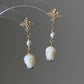 Gothic Hand carving Skull Pearl Earrings Cross Dangle Earrings Baroque Pearl stud earring Halloween earring Statement Earrings gift for her