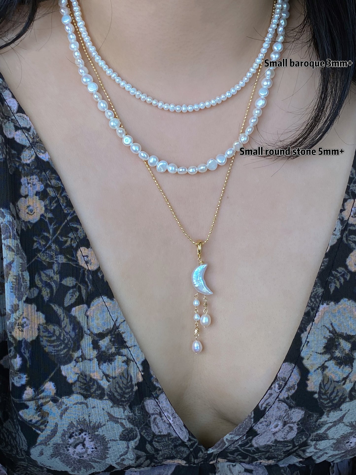 Cloud  Moon Light Baroque Pearl Necklace Pendant Dangling Earrings Multi-Wear Jewelry