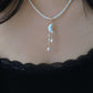 Celestial Cloud  Moon Light Baroque Pearl Necklace Pendant Dangling Earrings