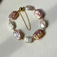 Baroque Pearl Bracelet Gold Magnetic Clasp Safety Chain Jewelry