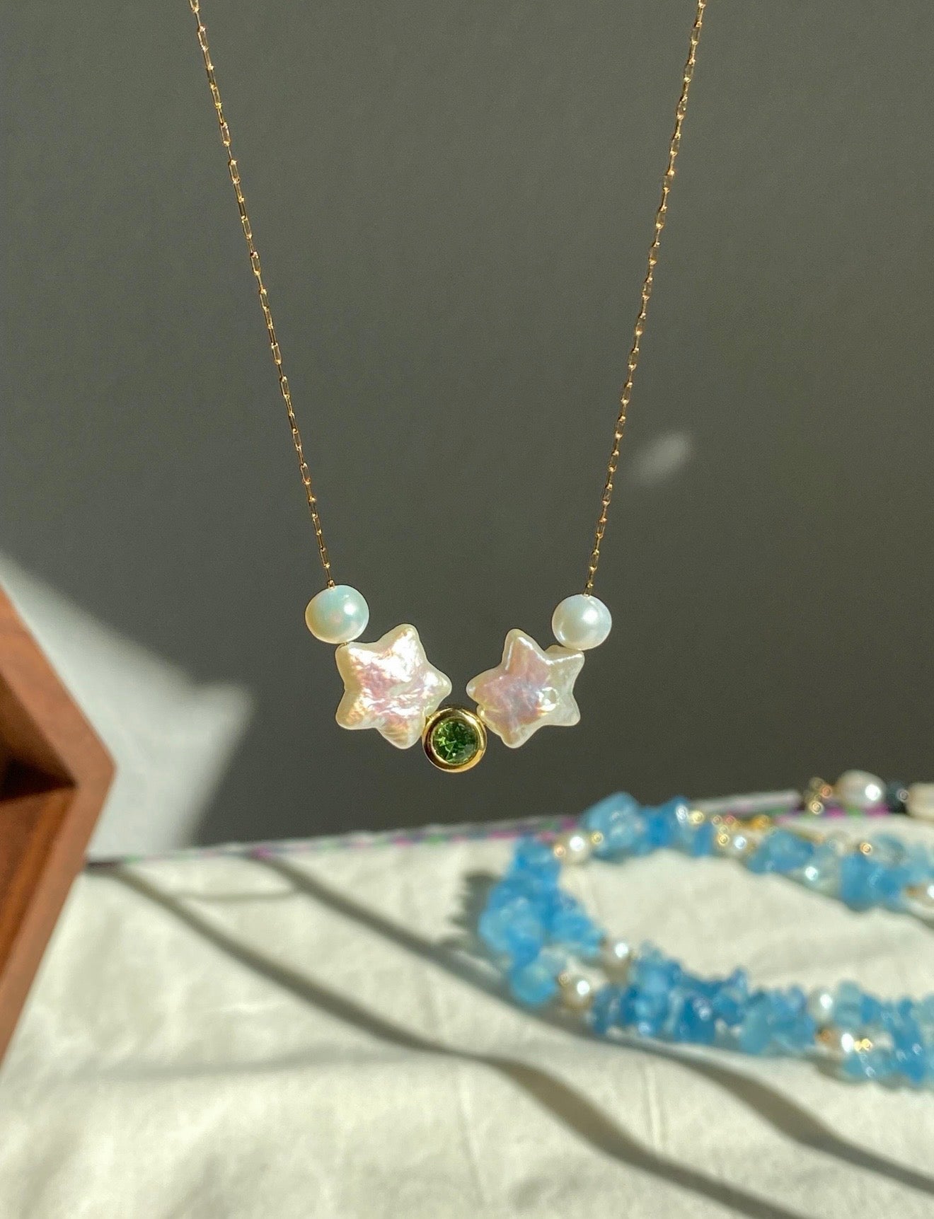 Custom Birthstone Star Baroque Pearl Choker Necklace for Women