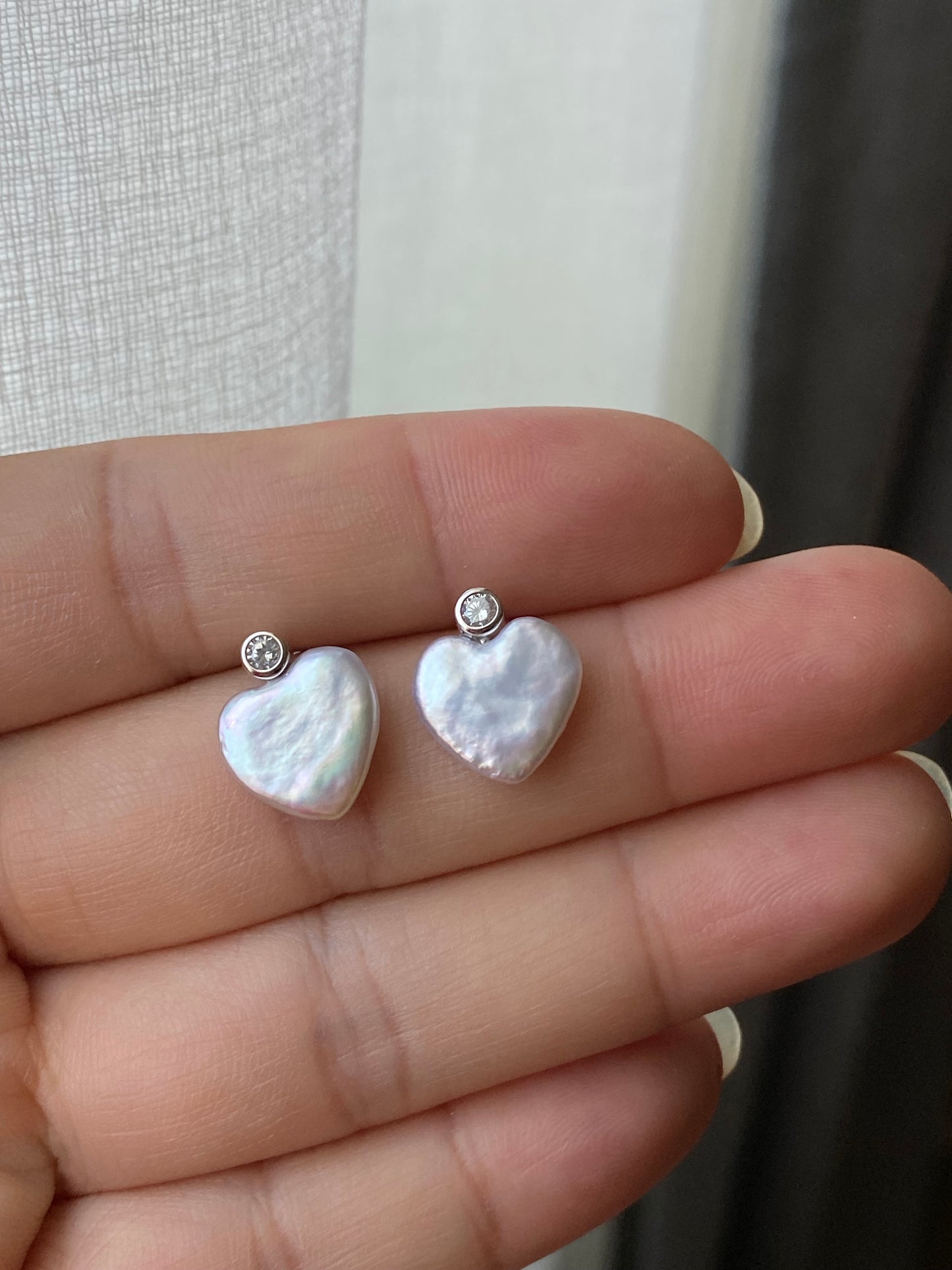 S925 Sterling silver Minimalism Baroque Pearl zircon stud Earrings Heart Elegance Dainty Style  Pearl Earrings Bridal statement earring gift