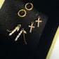 Gloria  Convertible CZ Cross & Pearl Charm Earrings
