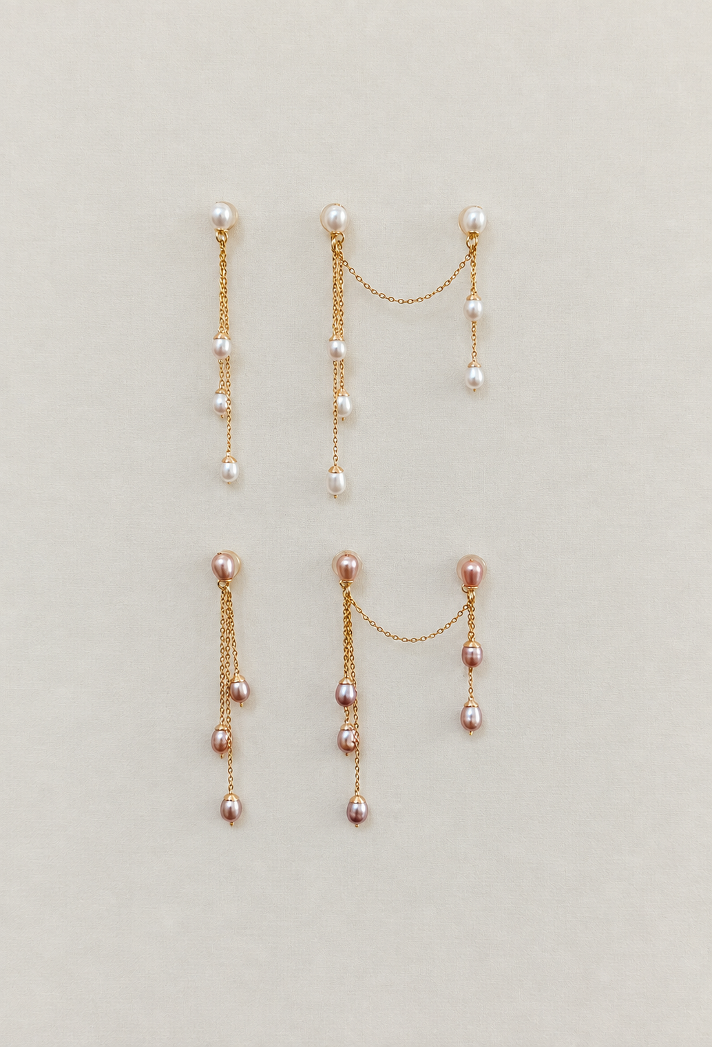 Double Piercing Bridal Pearl Earrings | ÉLANE