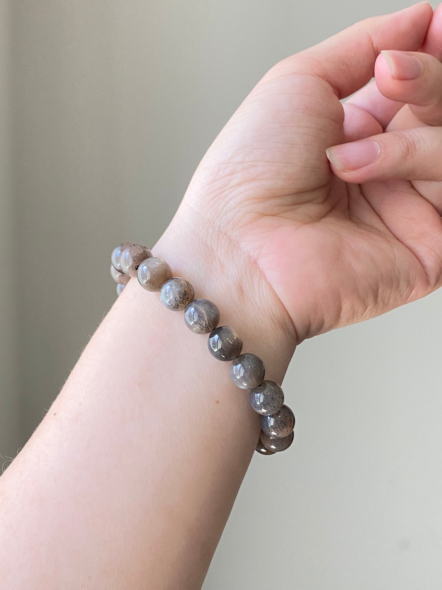 Natural Mystic Gleam Talisman Black sunstone smooth round handmade bracelet father's day gift for him gift for her Inner Guard stone