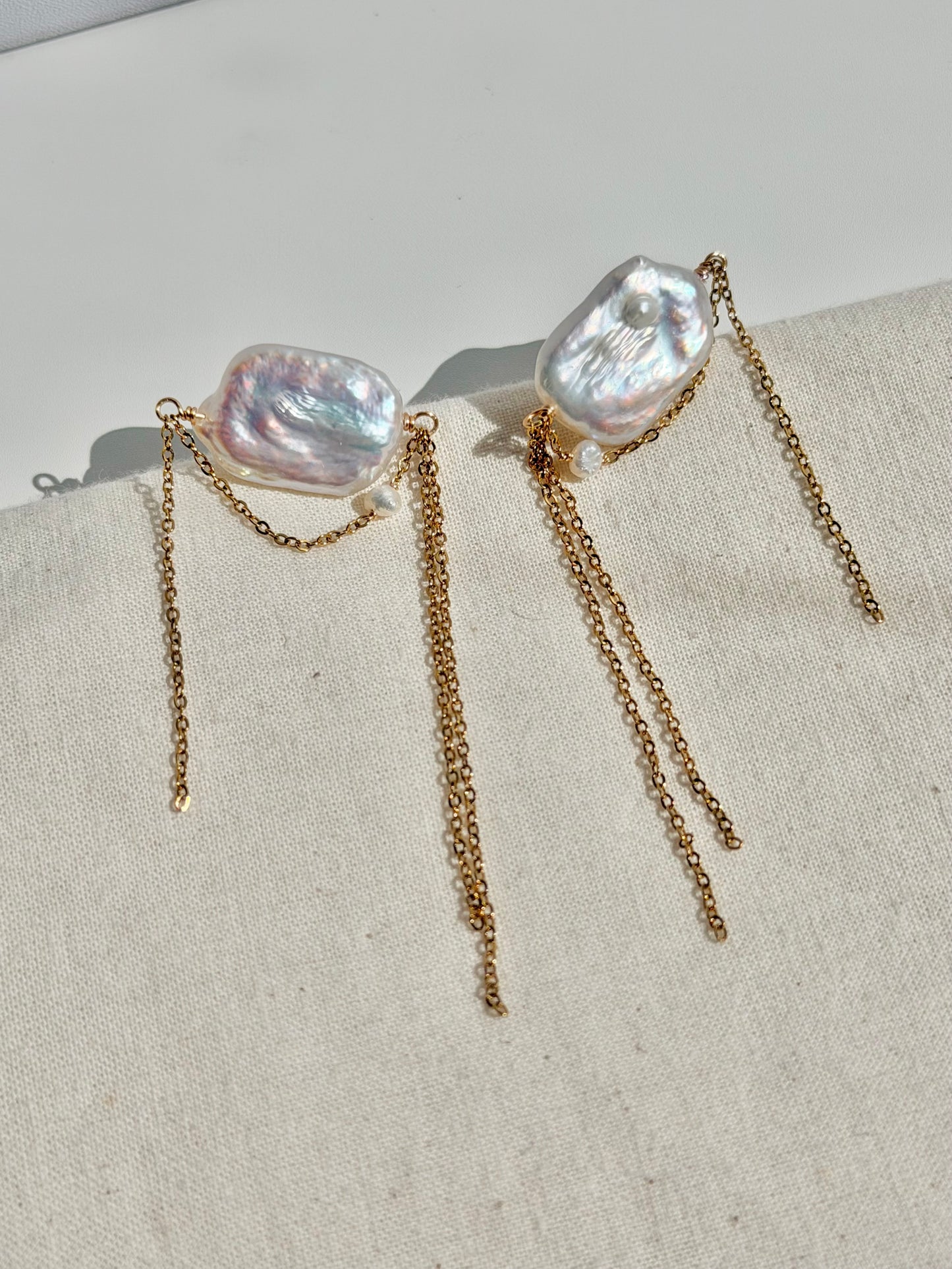 ASTRAEA Baroque Rectangle Pearl Tassel Earrings