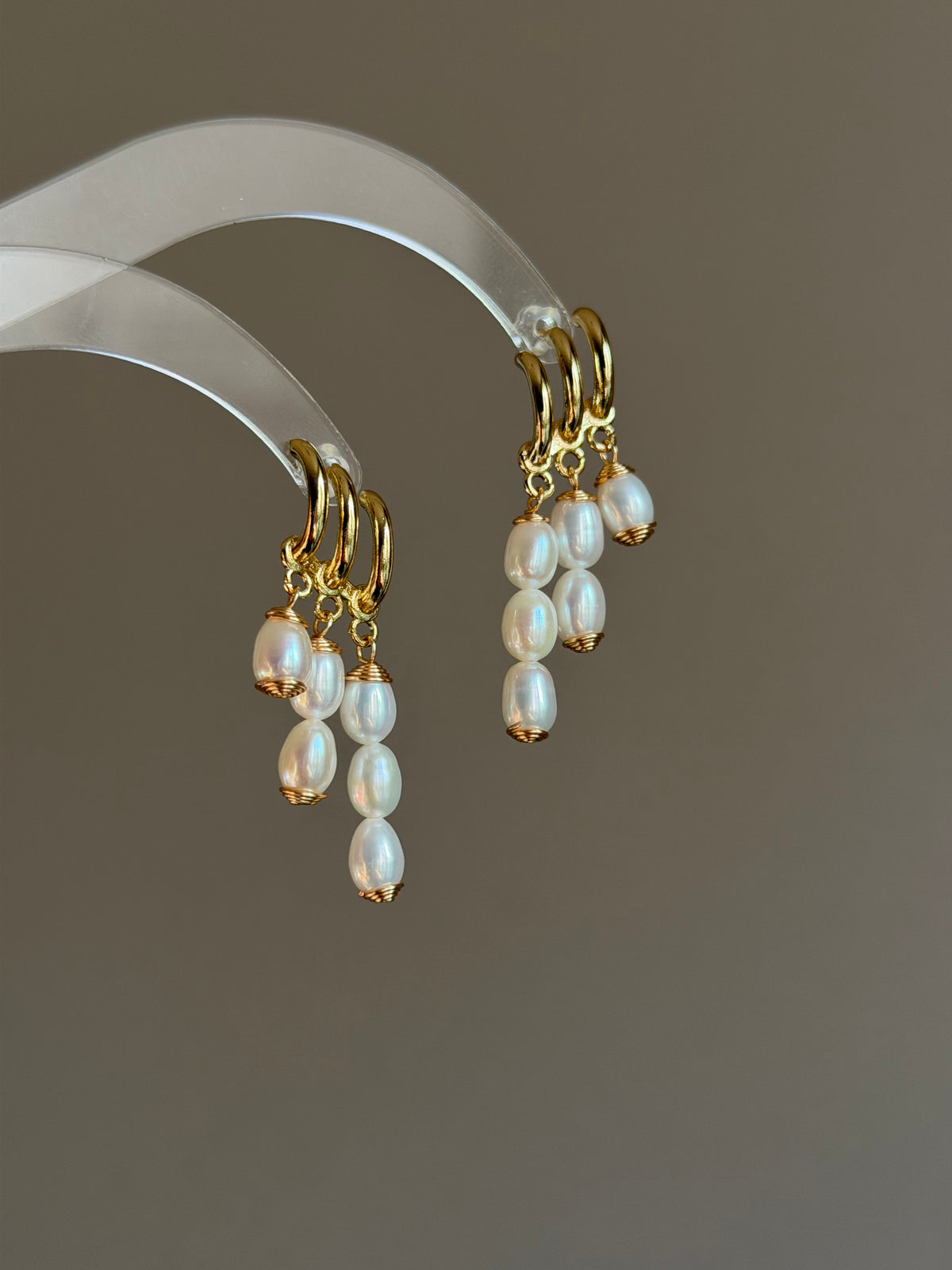 TRINITY DROP | Faux Triple Piercing Pearl Earrings