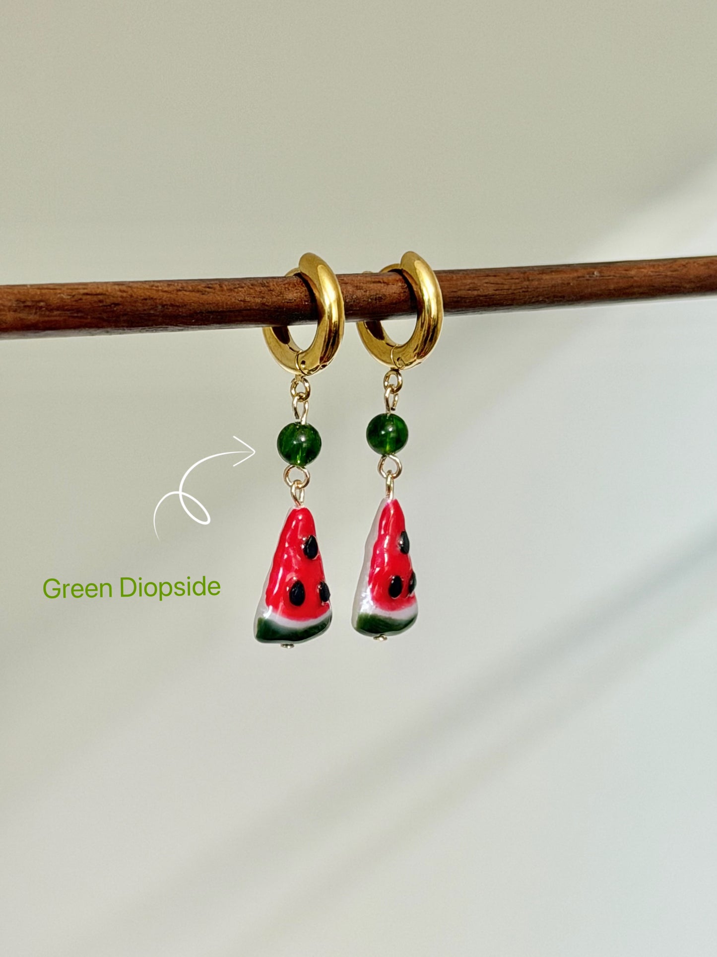 Baroque Pearl Watermelon Hoop Earrings Fruit Summer Jewelry