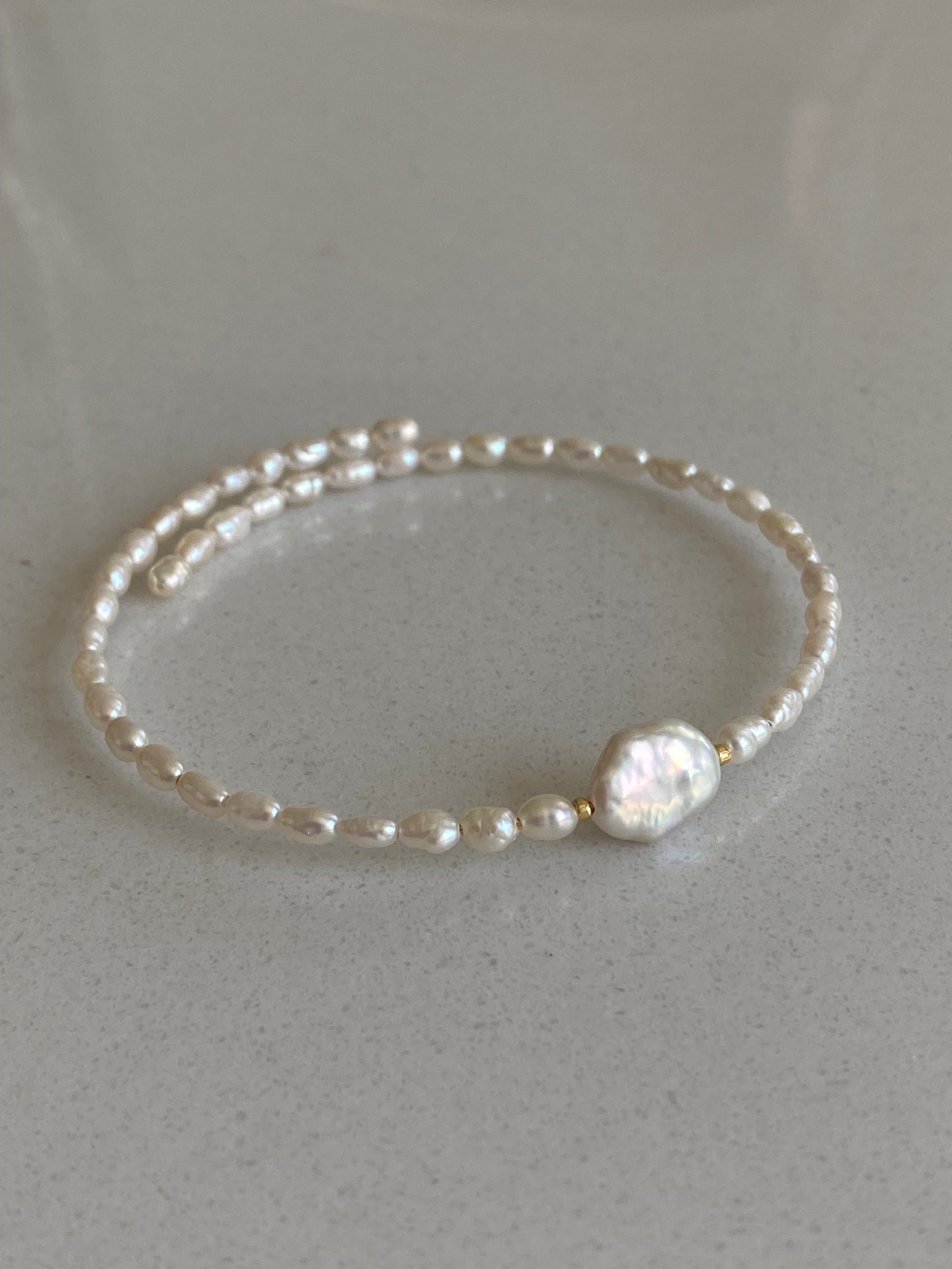 Keshi Petal Pearl Memory Bracelet | Super Minimalist Bracelet | High Luster | Wedding Bridal Bracelet | Elegant Gift for Her