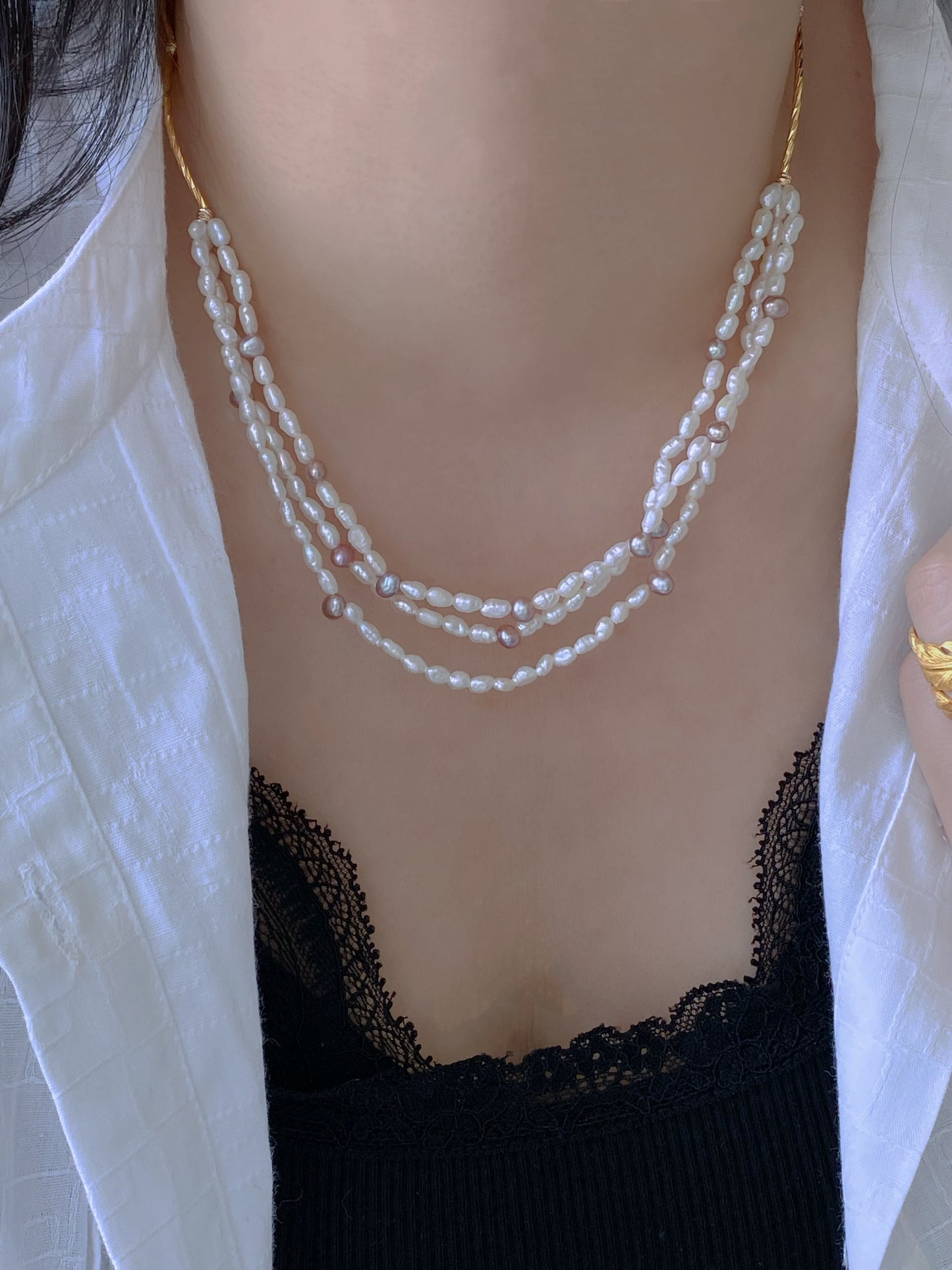Baroque Multi-Layer Pearl Necklace Mixed Color Freshwater Pearl Layered Choker Necklace Handmade Elegant Bridesmaid Gift for Her