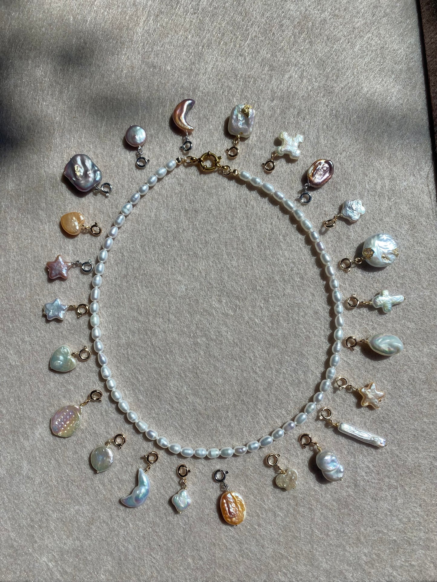 Custom Pearl Charm Necklace  Interchangeable Handmade Baroque Pearl Pendants Multi-Use Charms for Necklace, Bracelet, Anklet, Hair Clip