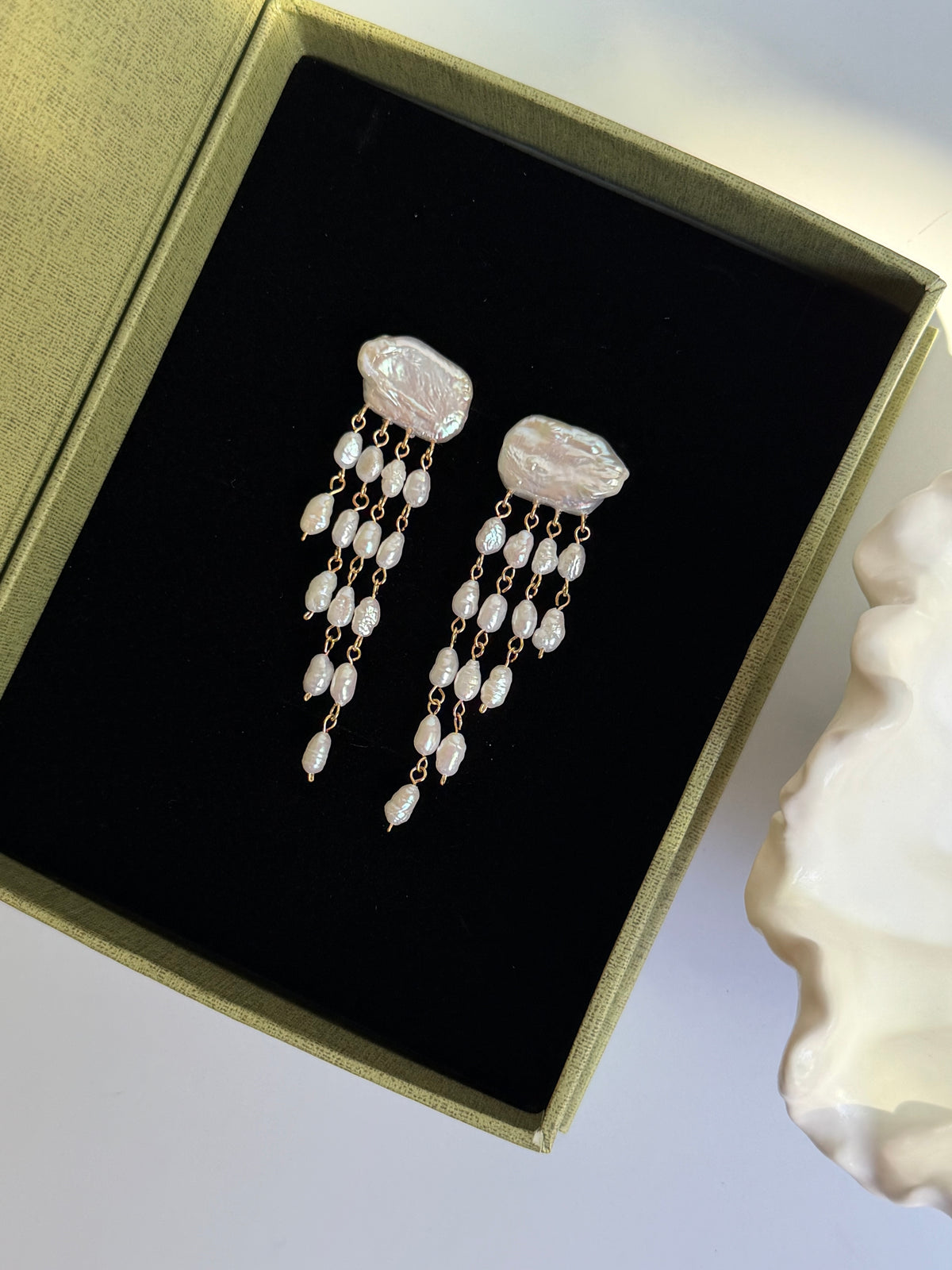 Sappho Drop | Baroque Pearl Chandelier Earrings