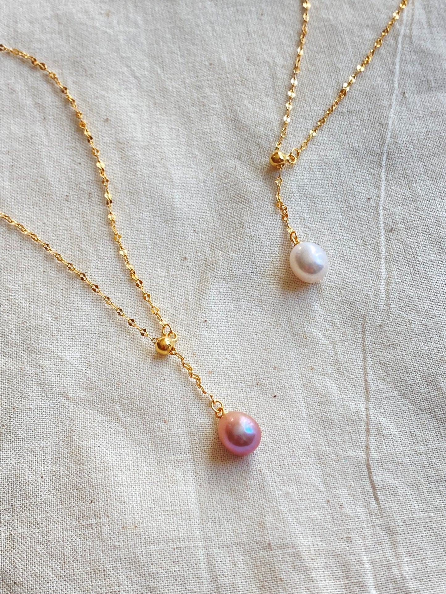 Minimalist Adjustable Lariat Necklace 18K Gold S925 Silver Water Ripple Chain, Dainty Elegant Wedding Jewelry Bridesmaid Gift for her