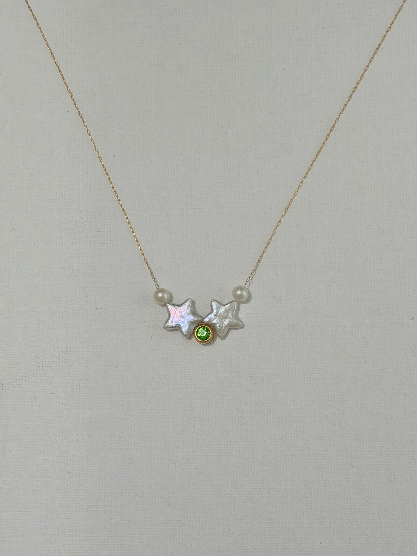 Dainty Celestial Baroque Pearl Star Choker Necklace,Custom Birthstone Pearl Necklack