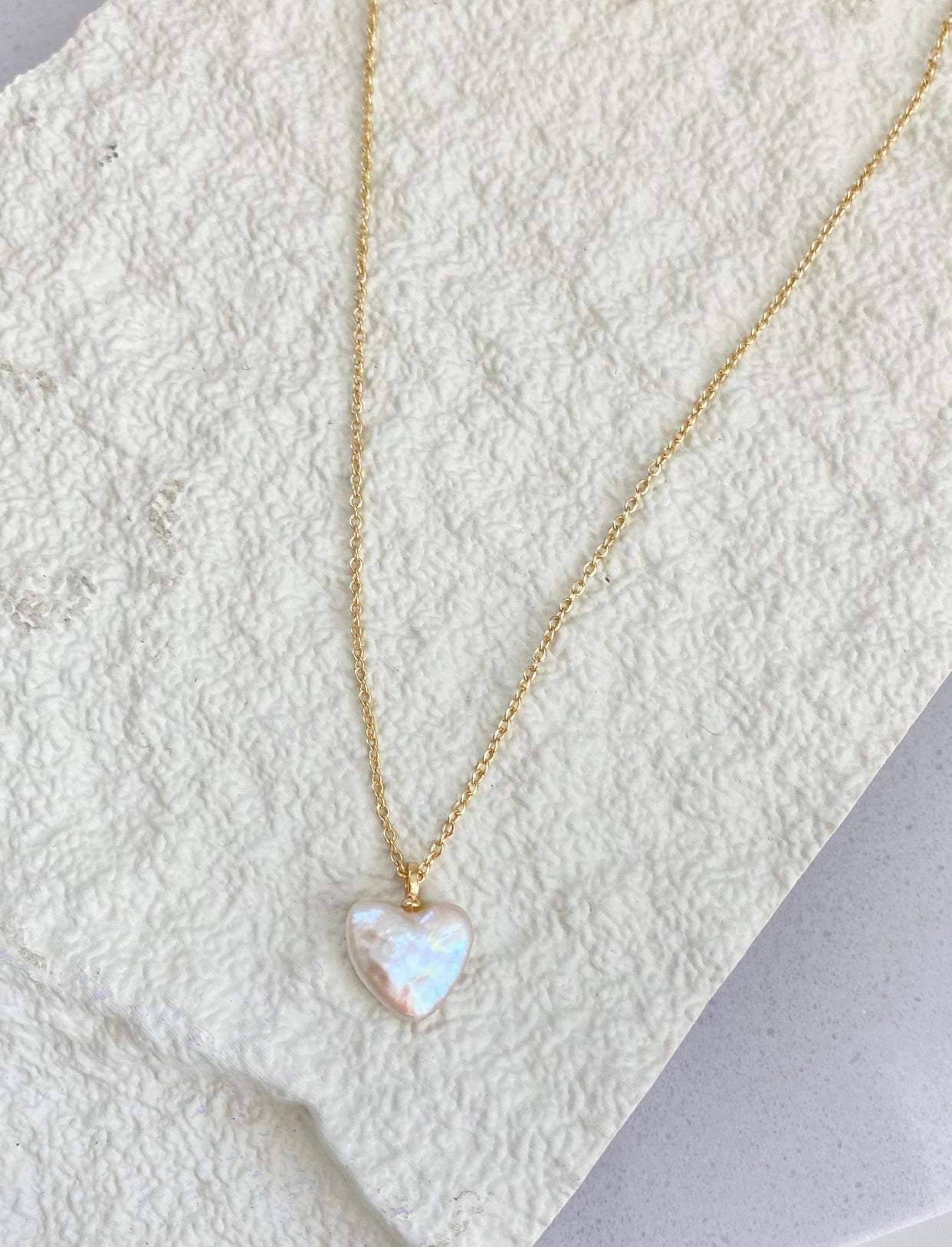Dainty pearl Heart earrings on 14k gold studs-Pearl Heart Minimalism dangle earrings-Heart Jewelry Set-Heart necklace Bridesmaid Gift