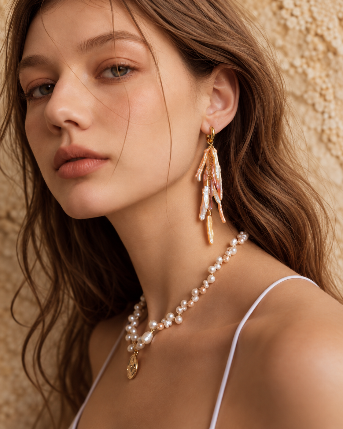 Freshwater Pearl Cascade Earrings | SOLARA Sunset Rain