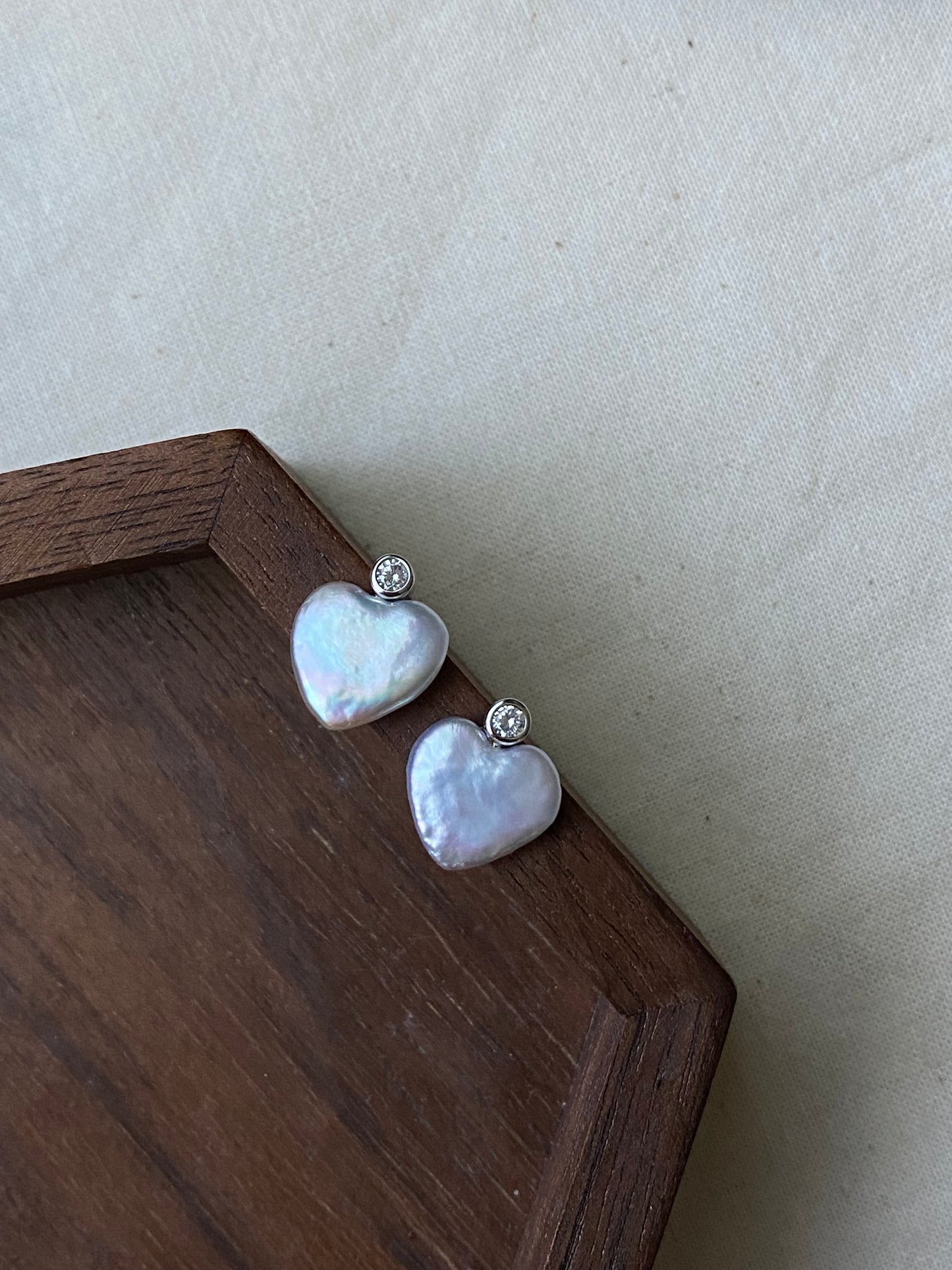 S925 Sterling silver Minimalism Baroque Pearl zircon stud Earrings Heart Elegance Dainty Style  Pearl Earrings Bridal statement earring gift