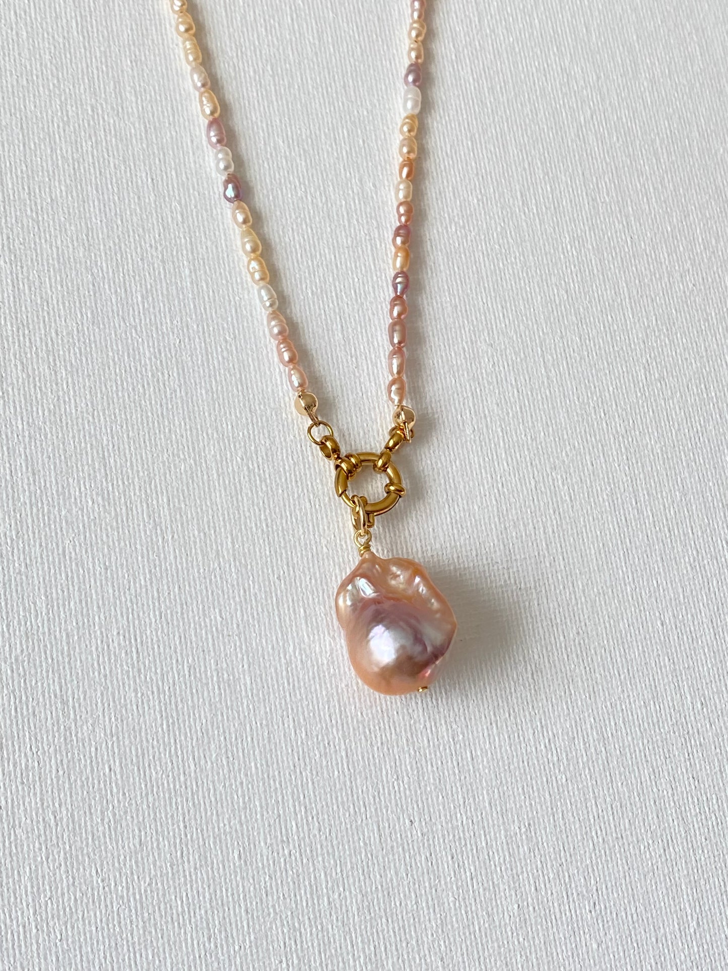 28 inches Long Pearl Sweater Bead Simple Necklace | quadruple Wrap Bracelet | Custom Length Removable Baroque Pendant  elegant Necklace