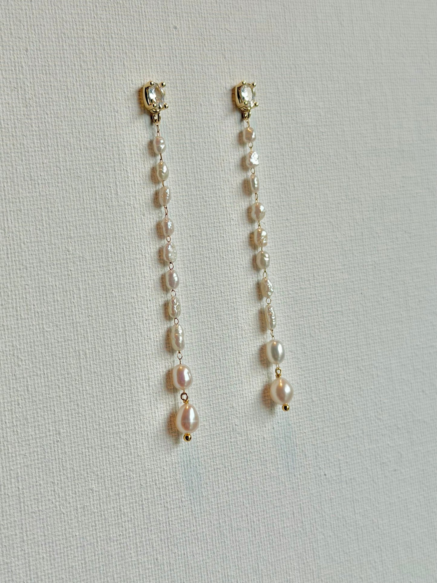 Baroque Pearl Long Drop Earrings, Graduated Freshwater Pearl Tassel Earrings, Bridal Wedding Jewelry, Dainty Gold Pearl Dangle, Gift for Hercs