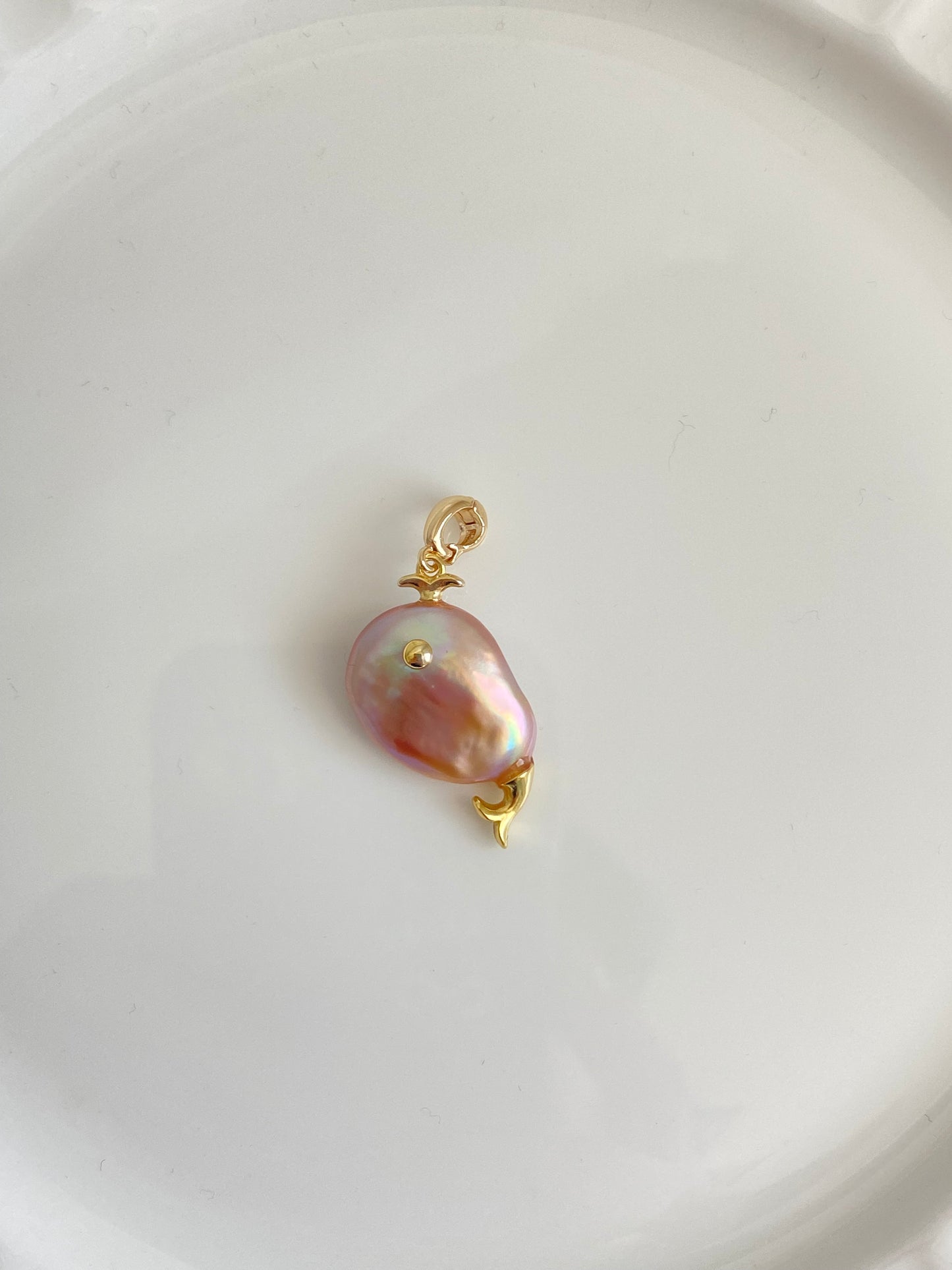 Ocean Whispers Baroque Pearl Whale Necklace Pendant | Unique Handmade Gift for her clip-on necklace charm  Dolphin necklace coastle style