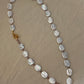 Elegant Vintage Flat Baroque Pearl Dainty Necklace – Toggle Clasp Princess Wedding Jewelry Pearl Choker Necklace Bridesmaid Gift for her