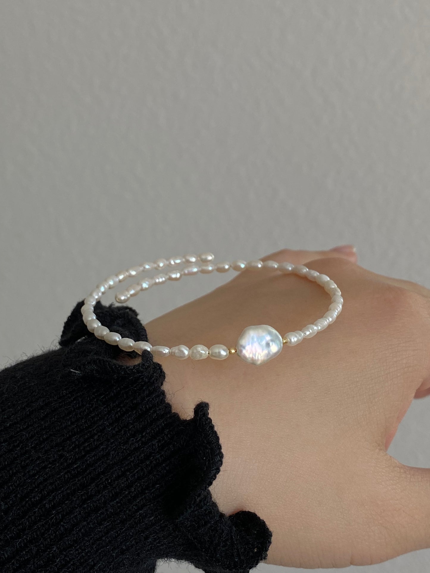 Keshi Petal Pearl Memory Bracelet | Super Minimalist Bracelet | High Luster | Wedding Bridal Bracelet | Elegant Gift for Her