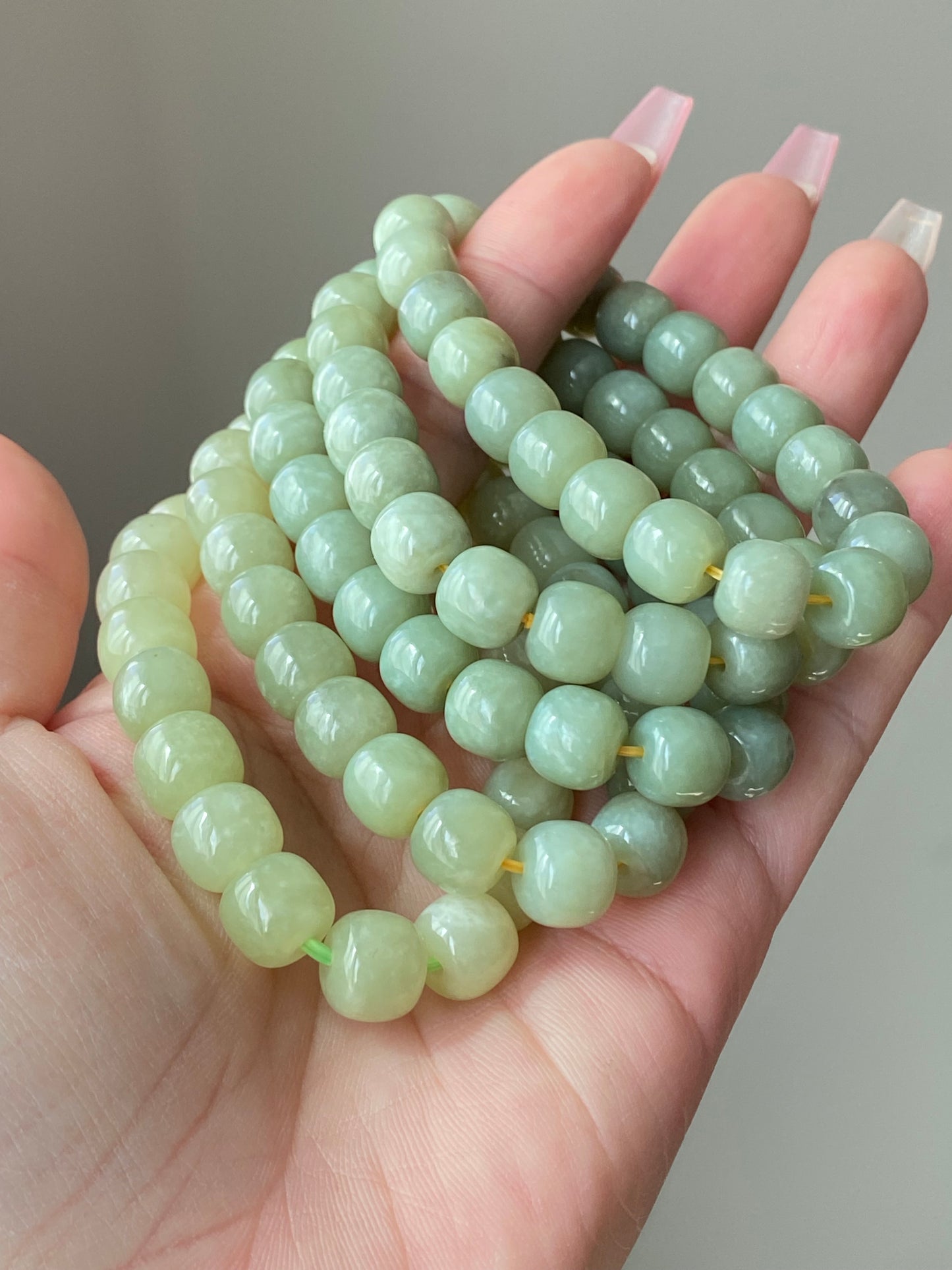 AAA  Natural light green Jade square bead handmade Bracelet Best lucky Gift for her,gift for Mom,meditation crystal bracelet gift for him