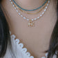Minimalist Baroque Keshi  Pearl Gold Bead Starfish Necklace High Luster  Dainty Pearl Layering  beach Necklace Bridesmaid Gift for her