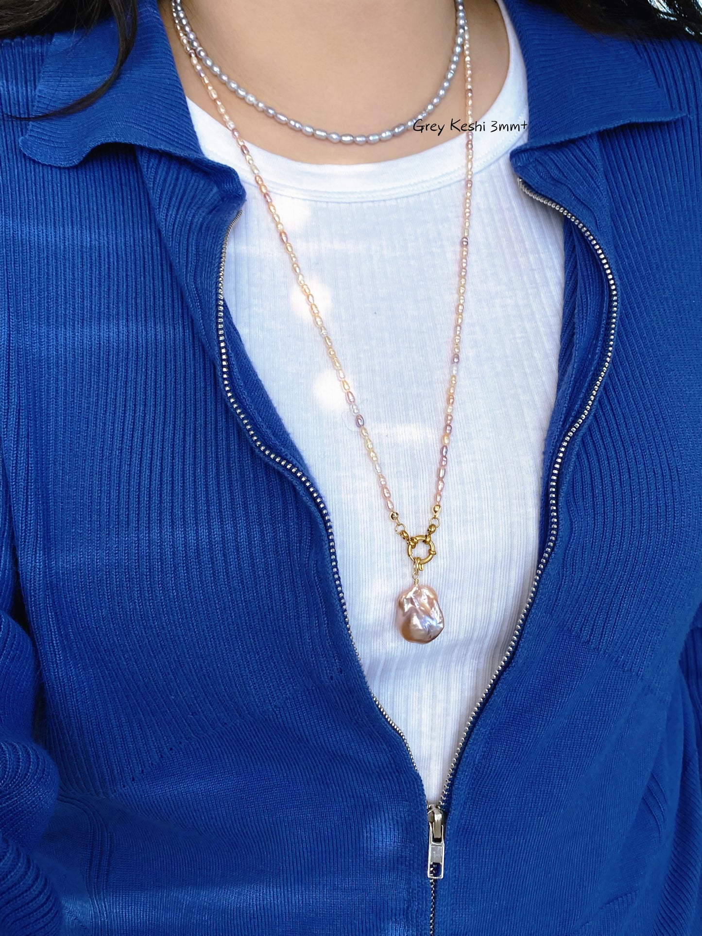 28 inches Long Pearl Sweater Bead Simple Necklace | quadruple Wrap Bracelet | Custom Length Removable Baroque Pendant  elegant Necklace