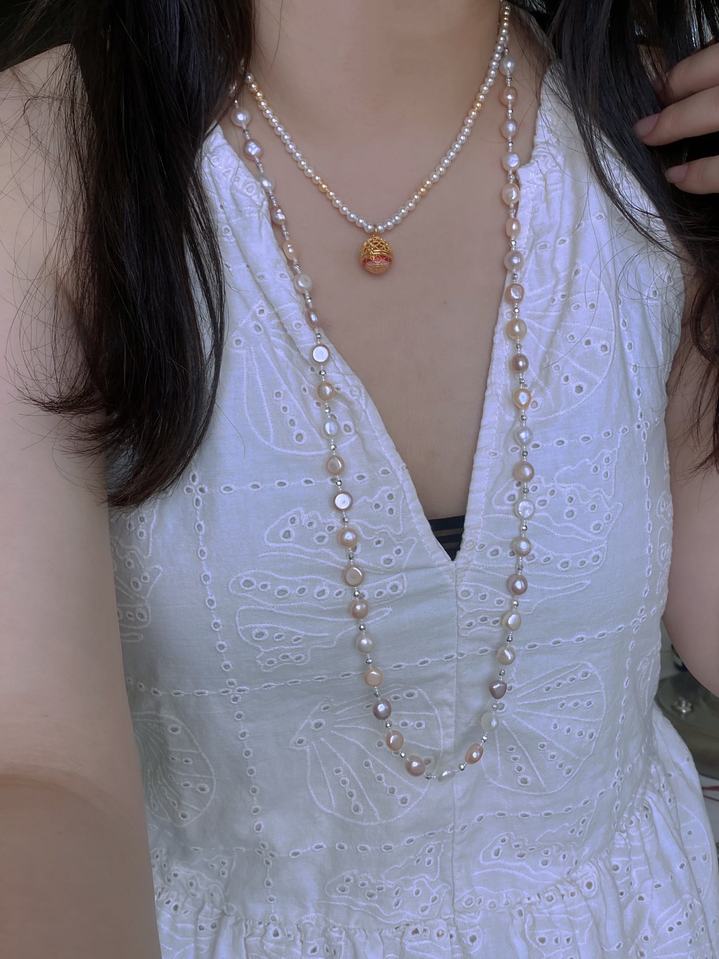 Multicolor Baroque Pearl Long Necklace Convertible Layering Necklace Natural Freshwater Pearls Handmade multiple use necklace gift for her