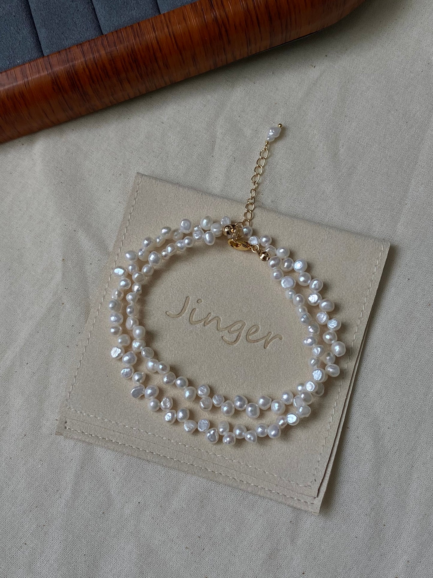 Dainty Petal Baroque Pearl  Necklace Handmade Adjustable  Necklace Minimalism Bridesmaid Gift for her valentines gift