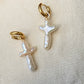 Unique Cross-Shaped Natural Baroque Pearl Earrings – Hand-woven Dangle Hoops