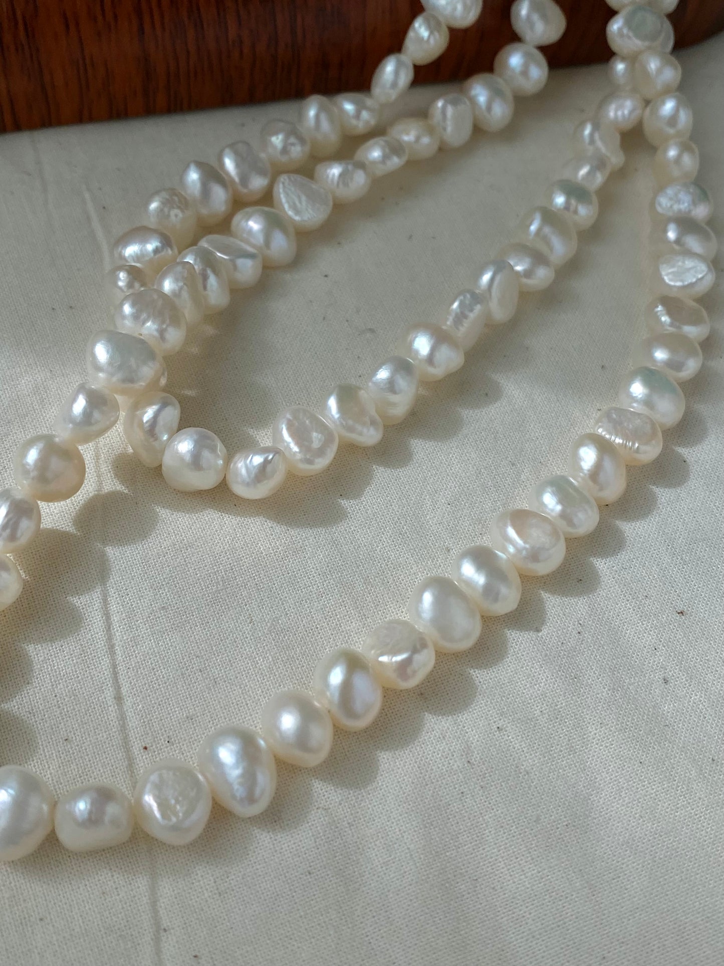 34" Long Baroque Pearl Necklace - Natural Freshwater Pearls | Tarnish-Free 18K Gold Plated Clasp -Jinger Crafting
