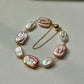 Baroque Pearl Bracelet Gold Magnetic Clasp Safety Chain Jewelry
