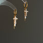 Gloria  Convertible CZ Cross & Pearl Charm Earrings