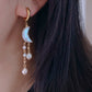 Celestial Cloud  Moon Light Baroque Pearl Necklace Pendant Dangling Earrings