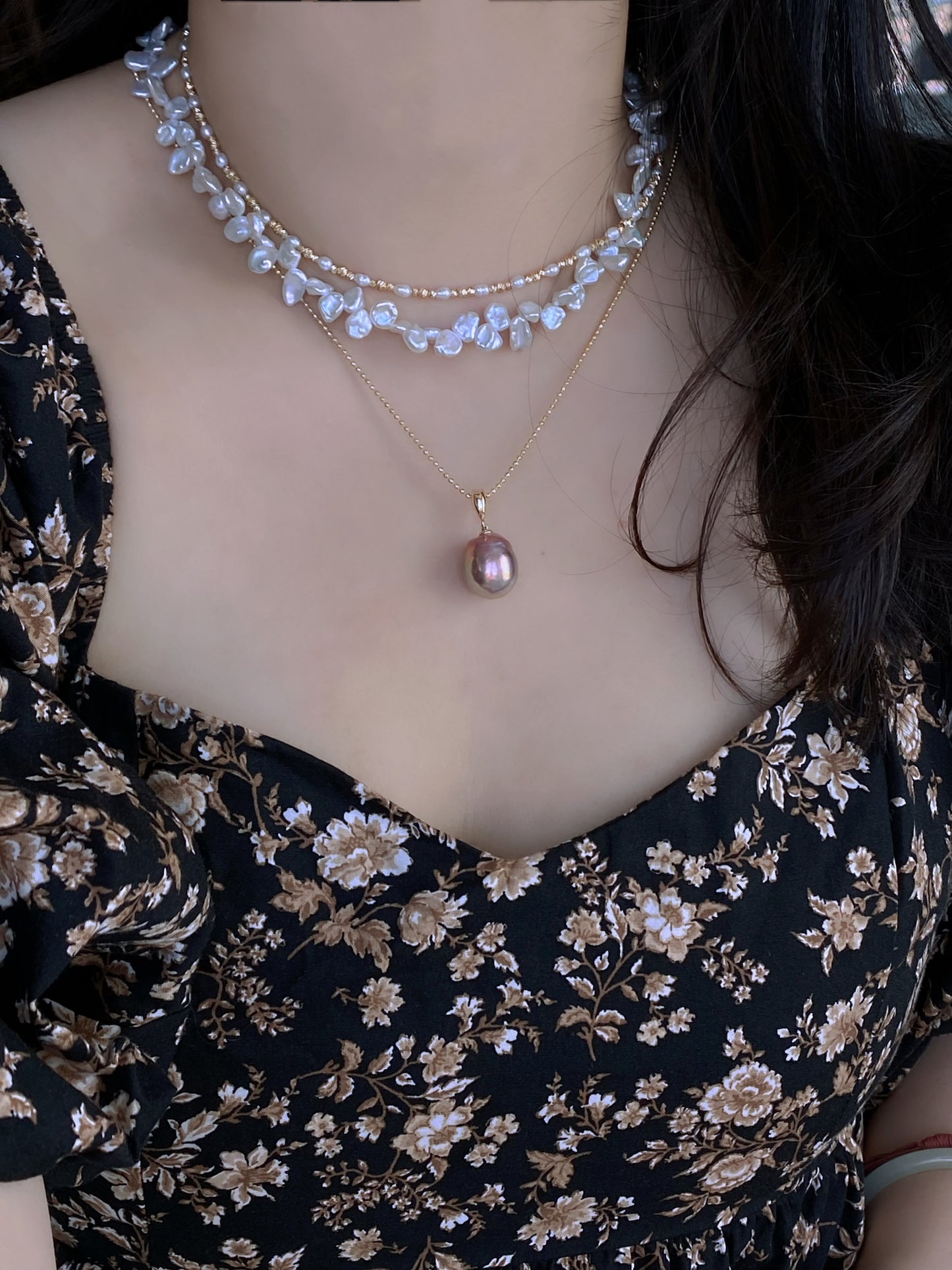 Blooming Flowers Layering Pearl Choker  Elegant Baroque Pearl Jewelry  Statement Pearl Necklace anniversary gift for her Bridesmaid Gift
