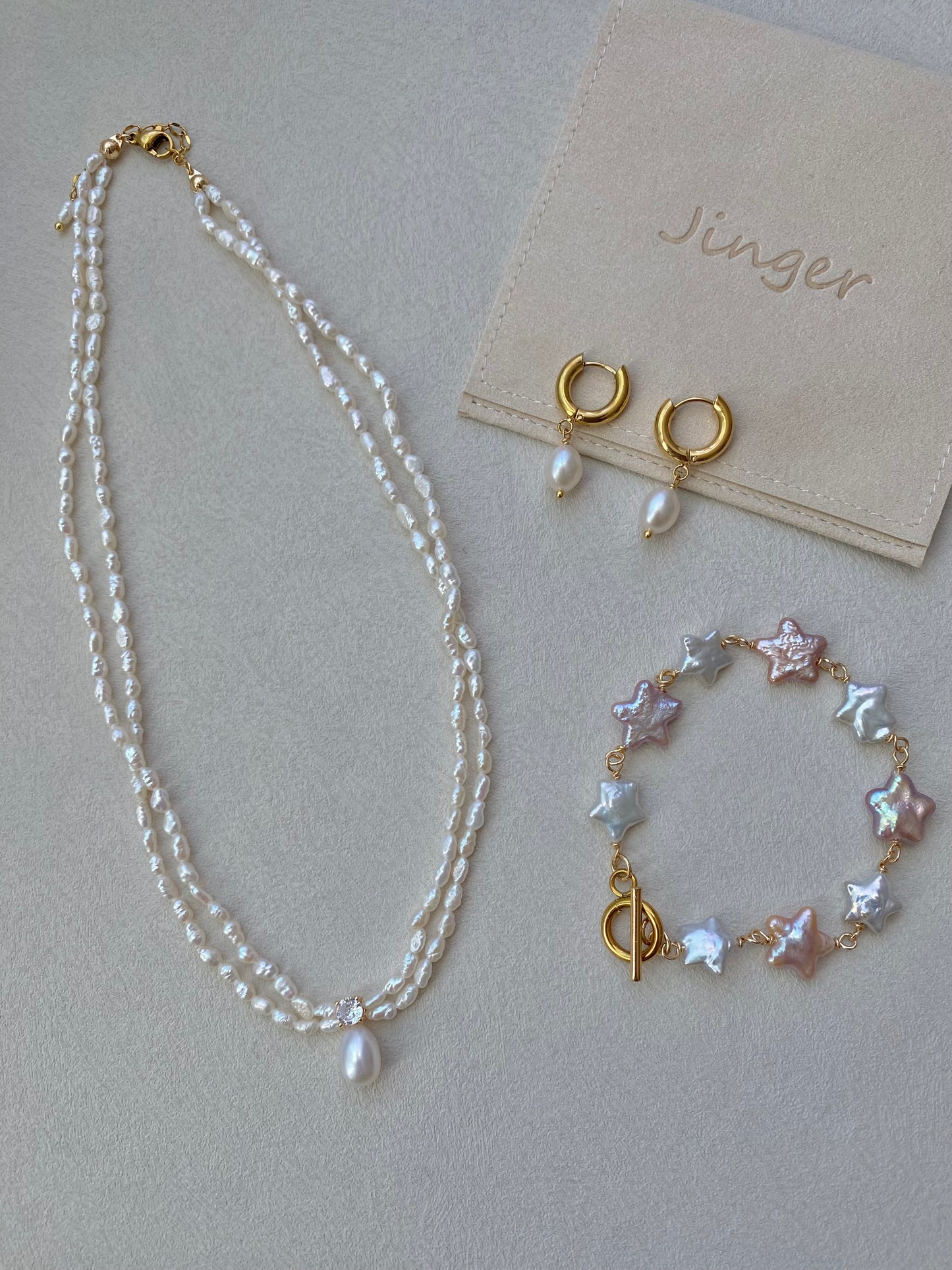 2-4MM Double Layer Pearl Necklace | Baroque Princess Style | Bridal Zircon Pendant | Elegant Wedding Gift for Her | 18K Gold Plated