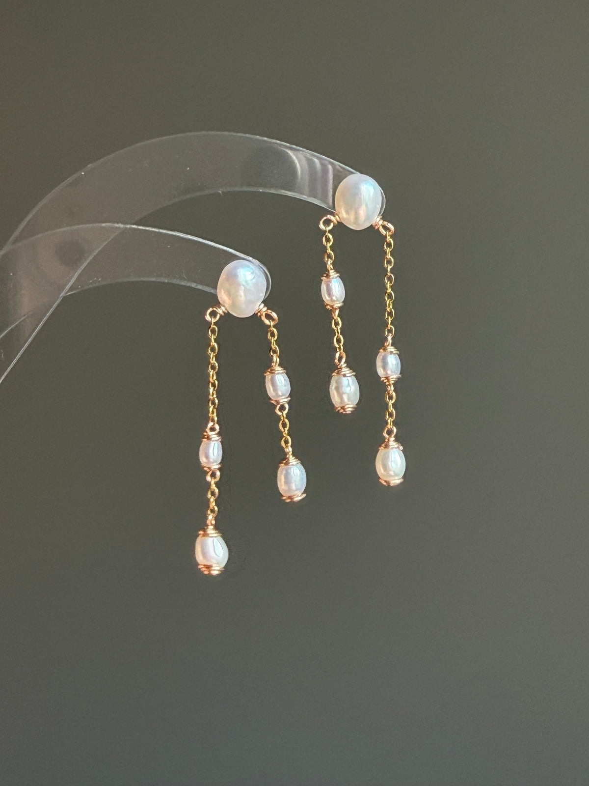 Sylvie Double Chain Pearl Earrings